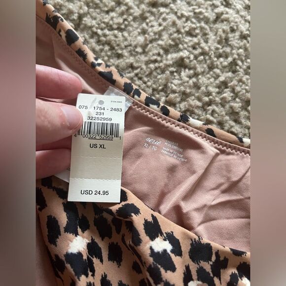 NEW Aerie Leopard Print High Cut Cheekier Plus Swim Bottoms XL - Picture 5 of 5